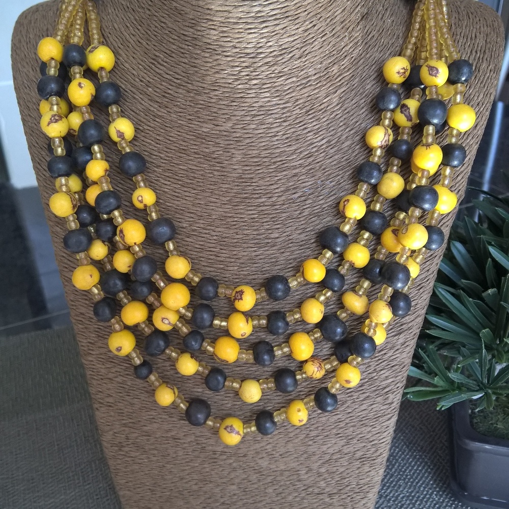 ACAI seed MULTILAYER NECKLACE , NEW
